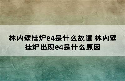 林内壁挂炉e4是什么故障 林内壁挂炉出现e4是什么原因